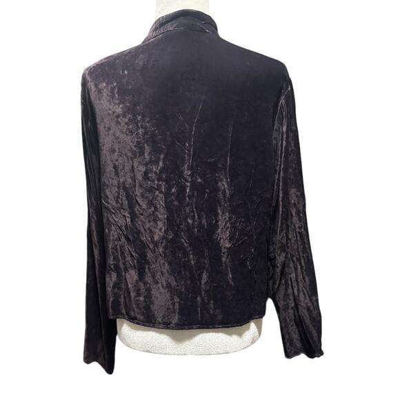 CP Shades Velvet Button-Front Top — Dark Purple / Aubergine — Size S - Picture 3 of 7